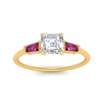 Load image into Gallery viewer, asscher-cut-bar-baguette-3-stone-pink-sapphire-engagement-ring-in-FDENS100ASRGSADRPI-NL-YG