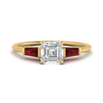 Load image into Gallery viewer, asscher-cut-bar-baguette-3-stone-ruby-engagement-ring-in-FDENS100ASRGRUDR-NL-YG