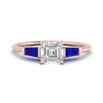 Load image into Gallery viewer, asscher-cut-bar-baguette-3-stone-sapphire-engagement-ring-in-FDENS100ASRGSABL-NL-RG