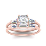Load image into Gallery viewer, asscher-cut-bar-set-diamond-ring-with-matching-3-baguette-wedding-band-in-rose-gold-FDENS100ASANGLE5-NL-RG