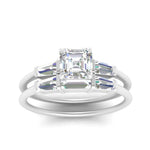 Load image into Gallery viewer, asscher-cut-bar-set-diamond-ring-with-matching-3-baguette-wedding-band-in-white-gold-FDENS100ASANGLE5-NL-WG