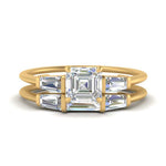Load image into Gallery viewer, asscher-cut-bar-set-diamond-ring-with-matching-3-baguette-wedding-band-in-yellow-gold-FDENS100AS-NL-YG