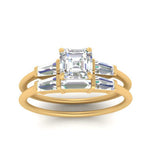 Load image into Gallery viewer, asscher-cut-bar-set-diamond-ring-with-matching-3-baguette-wedding-band-in-yellow-gold-FDENS100ASANGLE5-NL-YG