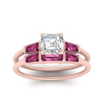 Load image into Gallery viewer, asscher-cut-bar-set-pink-sapphire-ring-with-matching-3-baguette-wedding-band-in-rose-gold-FDENS100ASGSADRPIANGLE5-NL-RG