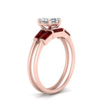 Load image into Gallery viewer, asscher-cut-bar-set-ruby-ring-with-matching-3-baguette-wedding-band-in-rose-gold-FDENS100ASGRUDRANGLE2-NL-RG