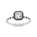 Load image into Gallery viewer, asscher-cut-black-diamond-halo-petite-engagement-ring-in-white-gold-FD8523ASRGBLACKANGLE3-NL-WG
