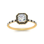 Load image into Gallery viewer, asscher-cut-black-diamond-halo-petite-engagement-ring-in-yellow-gold-FD8523ASRGBLACKANGLE3-NL-YG