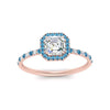 Load image into Gallery viewer, asscher-cut-blue-topaz-halo-petite-engagement-ring-in-rose-gold-FD8523ASRGICBLTOANGLE3-NL-RG