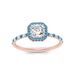 Load image into Gallery viewer, asscher-cut-blue-topaz-halo-petite-engagement-ring-in-rose-gold-FD8523ASRGICBLTOANGLE3-NL-RG