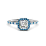 Load image into Gallery viewer, asscher-cut-blue-topaz-halo-petite-engagement-ring-in-white-gold-FD8523ASRGICBLTOANGLE3-NL-WG