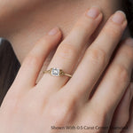Load image into Gallery viewer, asscher-cut-diamond-celtic-solitaire-ring-in-yellow-gold-FD8541R-ASR-YG-HAND?v=1758624131