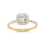 Load image into Gallery viewer, asscher-cut-diamond-halo-petite-engagement-ring-in-yellow-gold-FD8523ASRANGLE3-NL-YG