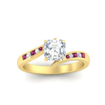 Load image into Gallery viewer, asscher-cut-diamond-swirl-channel-set-pink-sapphire-wedding-ring-in-yellow-gold-FDENS4028ASRGSADRPIANGLE5-NL-YG.jpg?v=1754995833