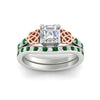 Load image into Gallery viewer, asscher-cut-emerald-channel-band-celtic-bridal-set-in-white-gold-fdens2255asgemgrangle5-nl-wg-ws2.jpg