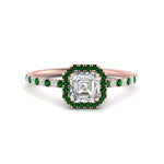 Load image into Gallery viewer, asscher-cut-emerald-halo-petite-engagement-ring-in-rose-gold-FD8523ASRGEMGRANGLE3-NL-RG