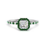 Load image into Gallery viewer, asscher-cut-emerald-halo-petite-engagement-ring-in-white-gold-FD8523ASRGEMGRANGLE3-NL-WG