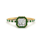 Load image into Gallery viewer, asscher-cut-emerald-halo-petite-engagement-ring-in-yellow-gold-FD8523ASRGEMGRANGLE3-NL-YG