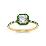 Load image into Gallery viewer, asscher-cut-emerald-halo-petite-engagement-ring-in-yellow-gold-FD8523ASRGEMGRANGLE3-NL-YG
