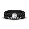 Load image into Gallery viewer, asscher-cut-filigree-single-stone-diamond-wedding-ring-set-in-black-gold-FDENS3289AS-NL-BG.jpg?v=1763371202