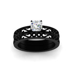 Load image into Gallery viewer, asscher-cut-filigree-single-stone-diamond-wedding-ring-set-in-black-gold-FDENS3289ASANGLE5-NL-BG.jpg?v=1763371202