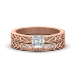 Load image into Gallery viewer, asscher-cut-filigree-single-stone-diamond-wedding-ring-set-in-rose-gold-FDENS3289AS-NL-RG.jpg?v=1763371202