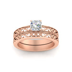 Load image into Gallery viewer, asscher-cut-filigree-single-stone-diamond-wedding-ring-set-in-rose-gold-FDENS3289ASANGLE5-NL-RG.jpg?v=1763371202