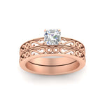 Load image into Gallery viewer, asscher-cut-filigree-single-stone-diamond-wedding-ring-set-in-rose-gold-FDENS3289ASANGLE5-NL-RG.jpg?v=1763371202