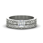 Load image into Gallery viewer, asscher-cut-filigree-single-stone-diamond-wedding-ring-set-in-white-gold-FDENS3289AS-NL-WG.jpg?v=1763371202