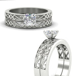 Load image into Gallery viewer, asscher-cut-filigree-single-stone-diamond-wedding-ring-set-in-white-gold-FDENS3289ASANGLE3-NL-WG.jpg?v=1763371202