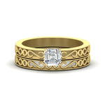 Load image into Gallery viewer, asscher-cut-filigree-single-stone-diamond-wedding-ring-set-in-yellow-gold-FDENS3289AS-NL-YG.jpg?v=1763371202