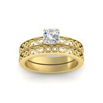 Load image into Gallery viewer, asscher-cut-filigree-single-stone-diamond-wedding-ring-set-in-yellow-gold-FDENS3289ASANGLE5-NL-YG.jpg?v=1763371202