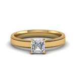 Load image into Gallery viewer, Single Stone Asscher Cut Milgrain Engagement Ring