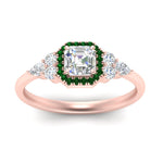 Load image into Gallery viewer, asscher-cut-halo-cluster-accent-emerald-engagement-ring-in-rose-gold-FD10512ASRGEMGRANGLE5-NL-RG.jpg?v=1770117207