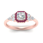 Load image into Gallery viewer, asscher-cut-halo-cluster-accent-pink-sapphire-engagement-ring-in-rose-gold-FD10512ASRGSADRPIANGLE5-NL-RG.jpg?v=1770117207