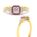 Load image into Gallery viewer, asscher-cut-halo-cluster-accent-pink-sapphire-engagement-ring-in-yellow-gold-FD10512ASRGSADRPIANGLE3-NL-YG.jpg?v=1770117207