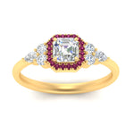 Load image into Gallery viewer, asscher-cut-halo-cluster-accent-pink-sapphire-engagement-ring-in-yellow-gold-FD10512ASRGSADRPIANGLE5-NL-YG.jpg?v=1770117207