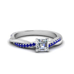 Load image into Gallery viewer, asscher-cut-infinity-twist-diamond-engagement-ring-with-blue-sapphire-in-14K-white-gold-FD8253ASRGSABL-NL-WG