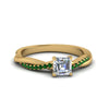 Load image into Gallery viewer, asscher-cut-infinity-twist-diamond-engagement-ring-with-emerald-in-14K-yellow-gold-FD8253ASRGEMGR-NL-YG
