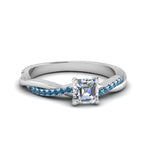 Load image into Gallery viewer, asscher-cut-infinity-twist-diamond-engagement-ring-with-ice-blue-topaz-in-14K-white-gold-FD8253ASRGICBLTO-NL-WG