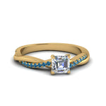 Load image into Gallery viewer, asscher-cut-infinity-twist-diamond-engagement-ring-with-ice-blue-topaz-in-14K-yellow-gold-FD8253ASRGICBLTO-NL-YG