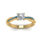 Load image into Gallery viewer, asscher-cut-infinity-twist-diamond-engagement-ring-with-ice-blue-topaz-in-14K-yellow-gold-FD8253ASRGICBLTO-NL-YG