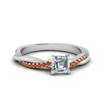 Load image into Gallery viewer, asscher-cut-infinity-twist-diamond-engagement-ring-with-orange-sapphire-in-14K-white-gold-FD8253ASRGSAOR-NL-WG