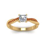 Load image into Gallery viewer, asscher-cut-infinity-twist-diamond-engagement-ring-with-orange-sapphire-in-14K-yellow-gold-FD8253ASRGSAOR-NL-YG
