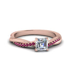 Load image into Gallery viewer, asscher-cut-infinity-twist-diamond-engagement-ring-with-pink-sapphire-in-14K-rose-gold-FD8253ASRGSADRPI-NL-RG