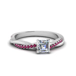 Load image into Gallery viewer, asscher-cut-infinity-twist-diamond-engagement-ring-with-pink-sapphire-in-14K-white-gold-FD8253ASRGSADRPI-NL-WG