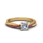 Load image into Gallery viewer, asscher-cut-infinity-twist-diamond-engagement-ring-with-pink-sapphire-in-14K-yellow-gold-FD8253ASRGSADRPI-NL-YG