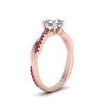Load image into Gallery viewer, asscher-cut-infinity-twist-diamond-engagement-ring-with-pink-sapphire-in-14K-rose-gold-FD8253ASRGSADRPI-NL-RG