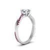 Load image into Gallery viewer, asscher-cut-infinity-twist-diamond-engagement-ring-with-pink-sapphire-in-14K-white-gold-FD8253ASRGSADRPI-NL-WG