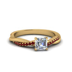 Load image into Gallery viewer, asscher-cut-infinity-twist-diamond-engagement-ring-with-ruby-in-14K-yellow-gold-FD8253ASRGRUDR-NL-YG