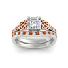 Load image into Gallery viewer, asscher-cut-orange-sapphire-channel-band-celtic-bridal-set-in-white-gold-fdens2255asgsaorangle5-nl-wg-ws2.jpg